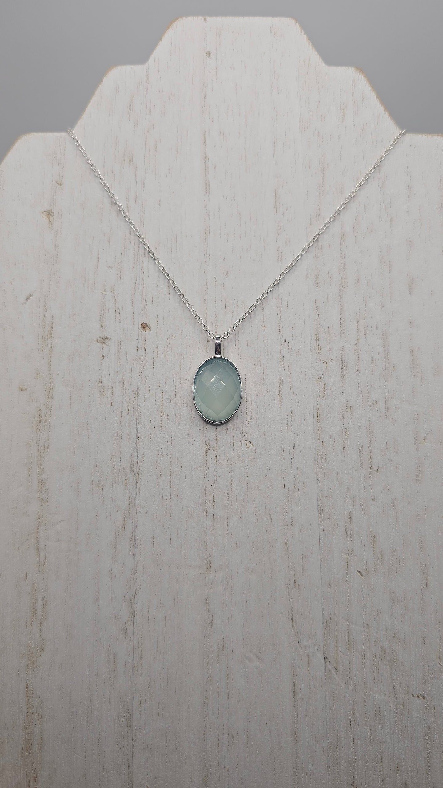 Blue Chalcedony Necklace Sterling Silver