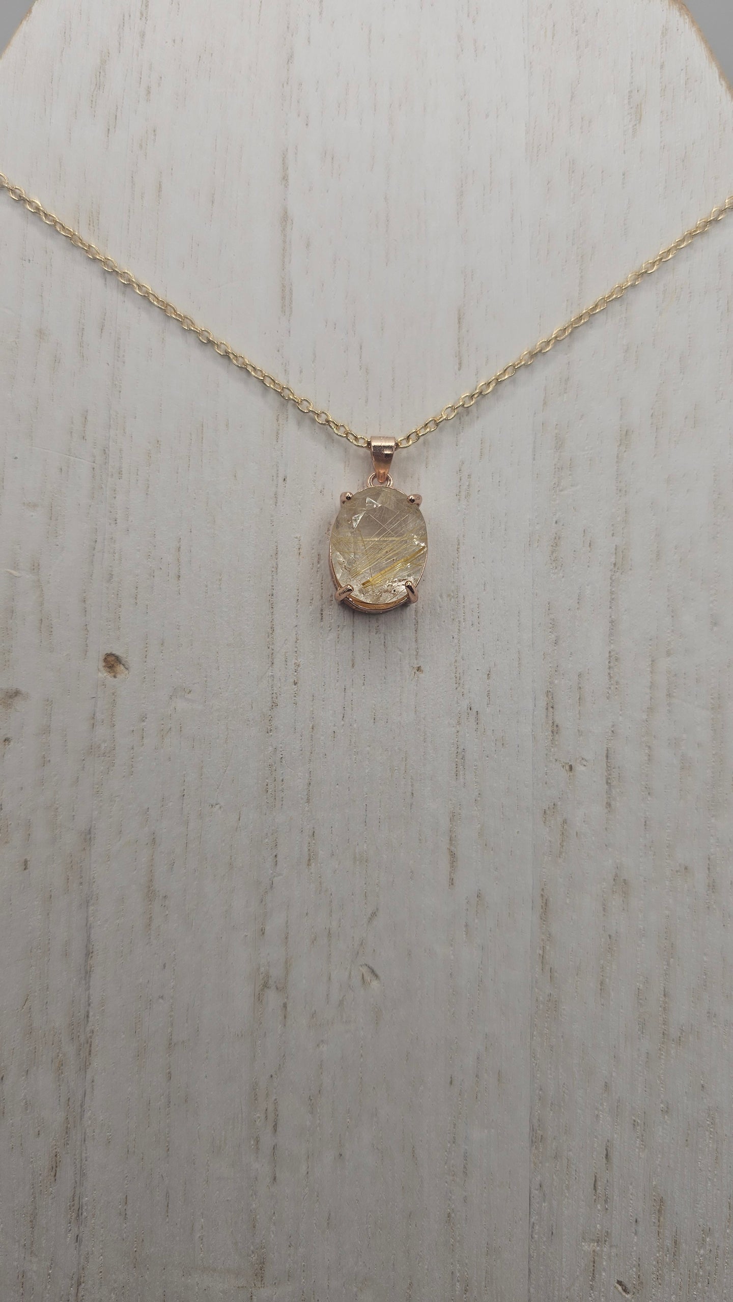 Gold Rutile in Quartz Necklace Gold