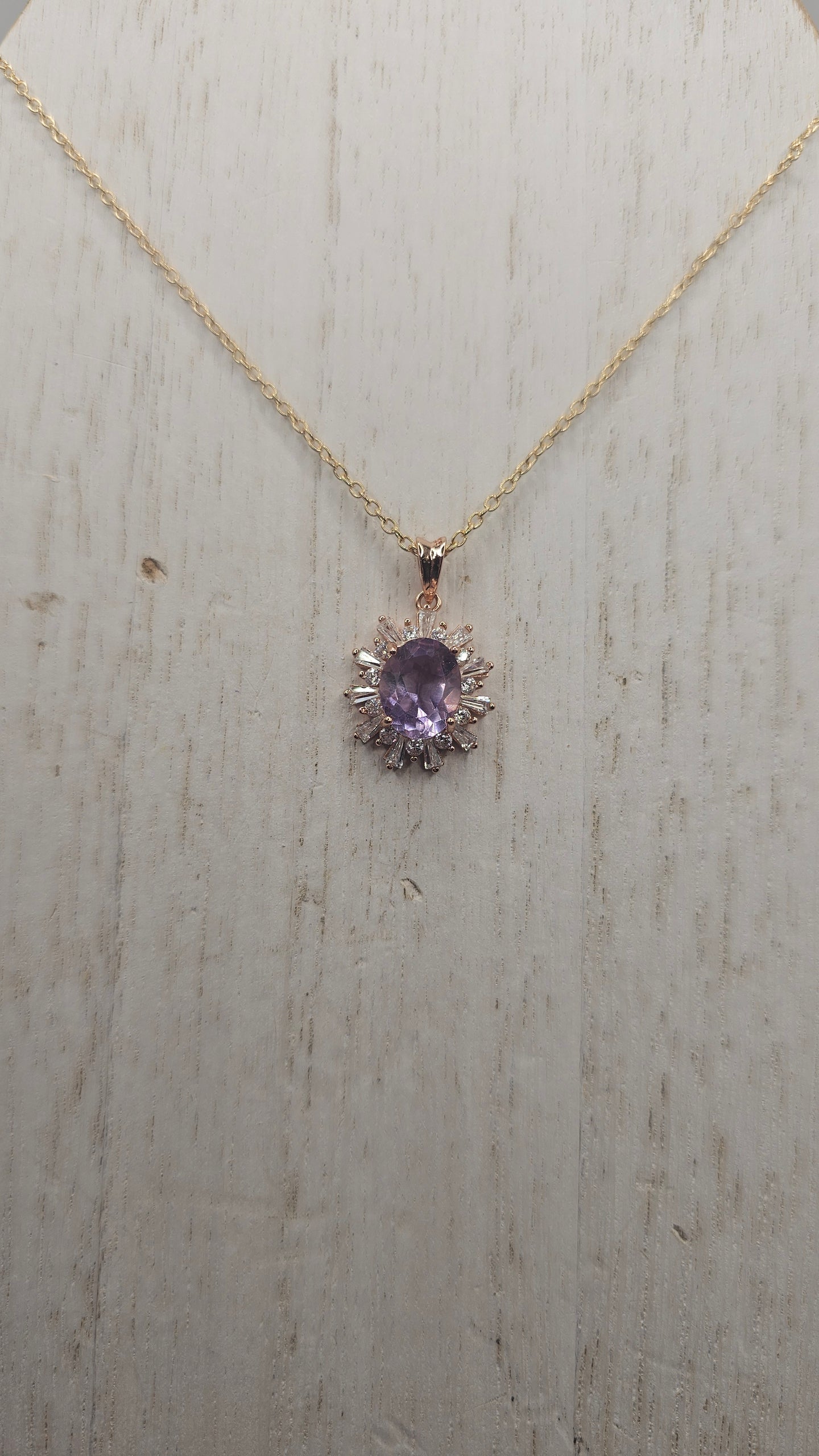 Amethyst Starburst Necklace 14k Gold