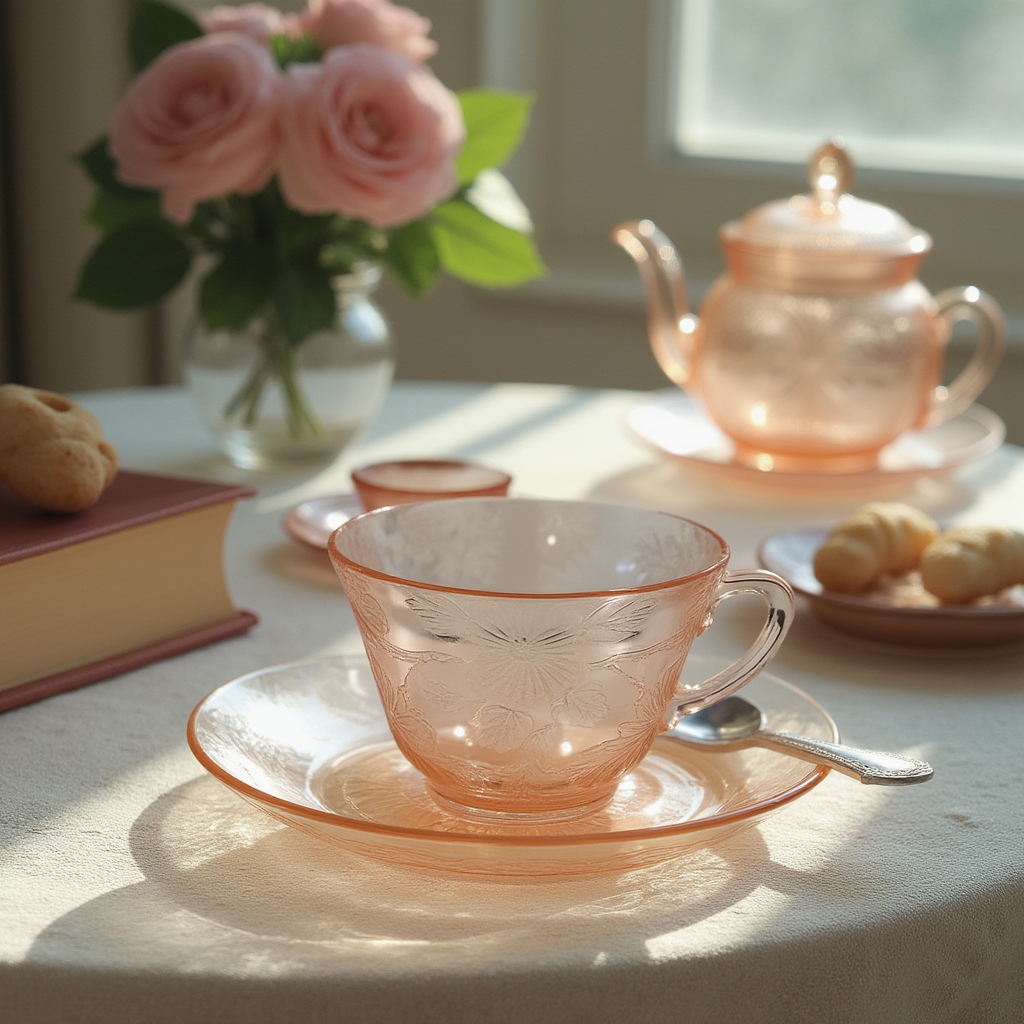 Pink Depression Glass Saucer and Teacup