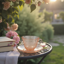 Load image into Gallery viewer, Pink Depression Glass Saucer and Teacup
