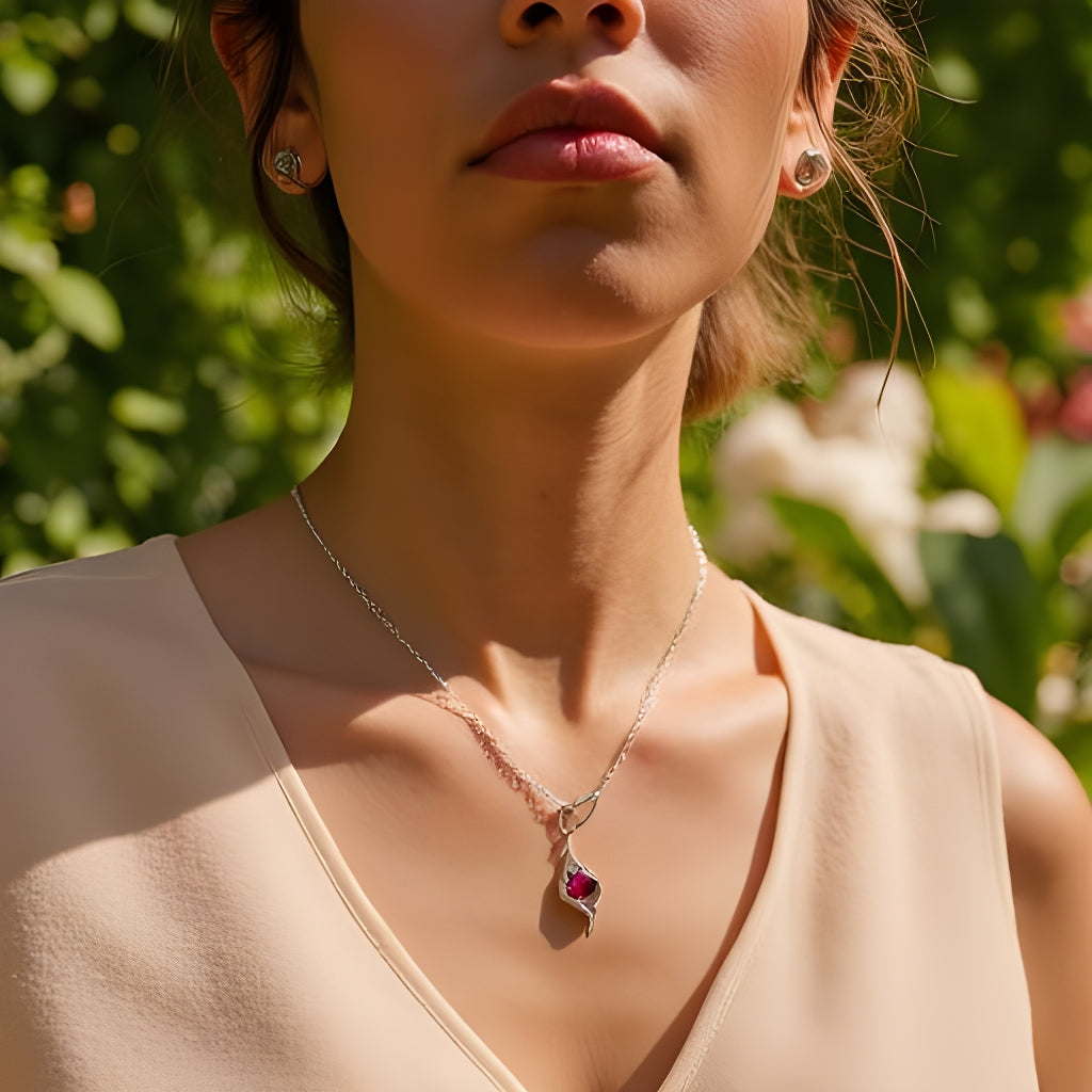 Sterling Silver Ruby Necklace