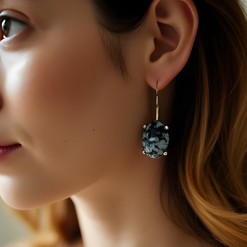 Snowflake Obsidian Earrings