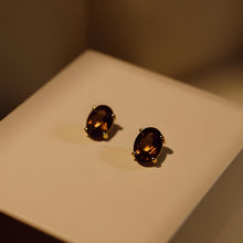 Load image into Gallery viewer, Smoky Quartz Oval Studs
