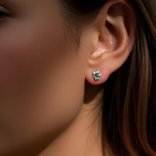 Load image into Gallery viewer, Emerald  Snowflake Sterling Stud Earrings
