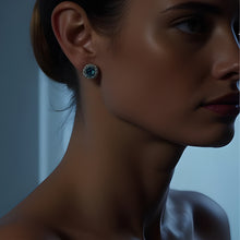 Load image into Gallery viewer, Aquamarine Halo Earrings
