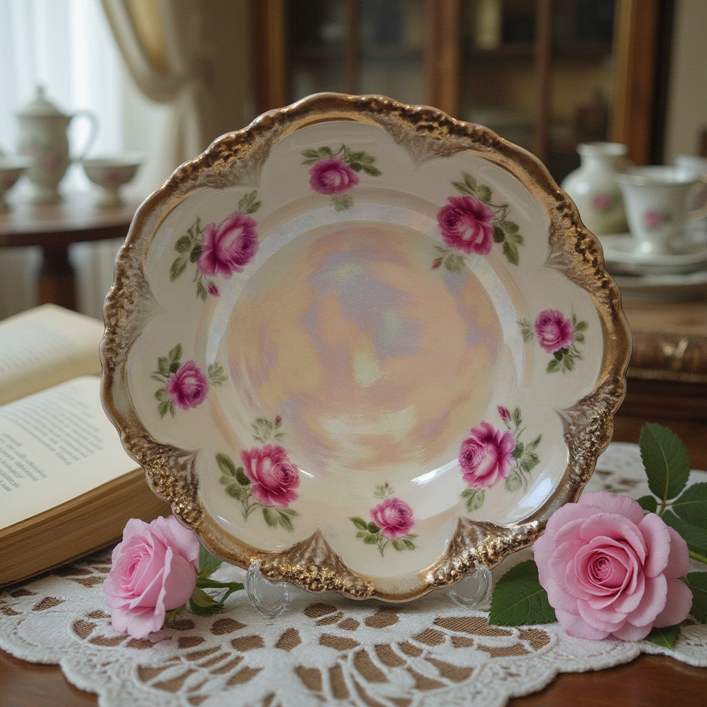 Hand Painted Bowl with Gold Trim