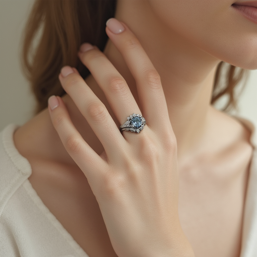 Aquamarine Ring in Sterling Silver