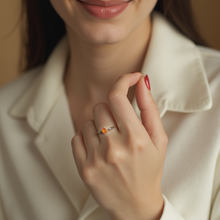 Load image into Gallery viewer, Fire Opal Solitaire in Sterling Silver
