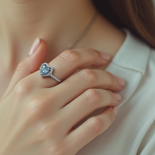 Load image into Gallery viewer, Aquamarine Heart Ring in Sterling Silver
