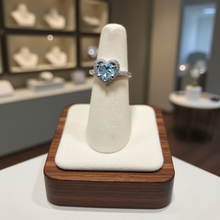 Load image into Gallery viewer, Aquamarine Heart Ring in Sterling Silver
