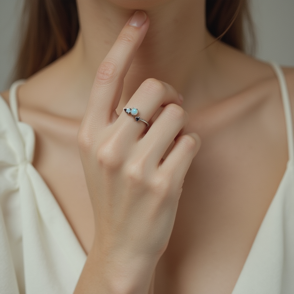 Opal Star Sterling Silver Ring