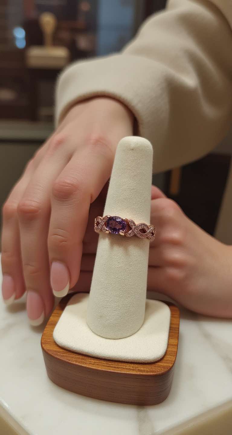 amethyst in rose gold