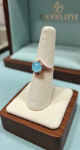 Load image into Gallery viewer, blue chalcedony solitaire in 14k rose gold ring
