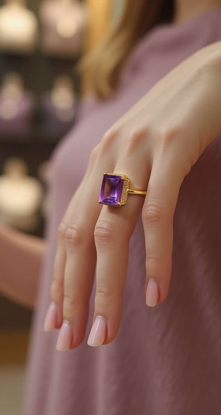 Amethyst Emerald Cut Ring