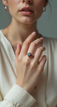 Load image into Gallery viewer, blue chalcedony solitaire in 14k rose gold ring
